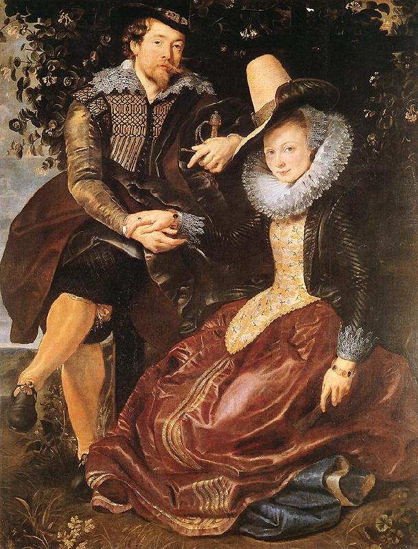 RUBENS, Pieter Pauwel The Artist and His First Wife, Isabella Brant, in the Honeysuckle Bower China oil painting art